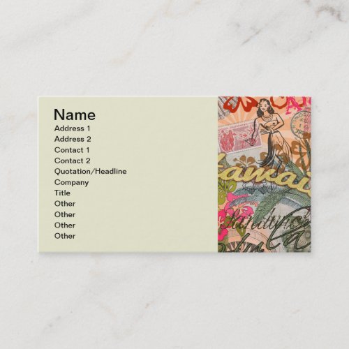 Hawaii Hula Travel Flower Vintage Business Card