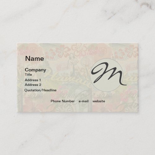 Hawaii Hula Travel Flower Vintage Business Card