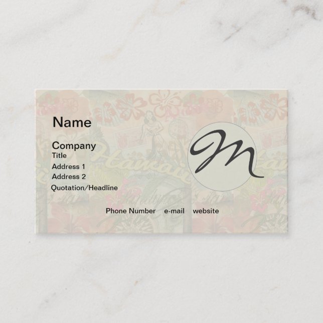 Hawaii Hula Travel Flower Vintage Business Card (Front)