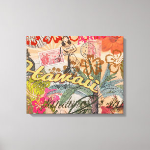 Hawaii Hula Travel Flower Vintage Canvas Print