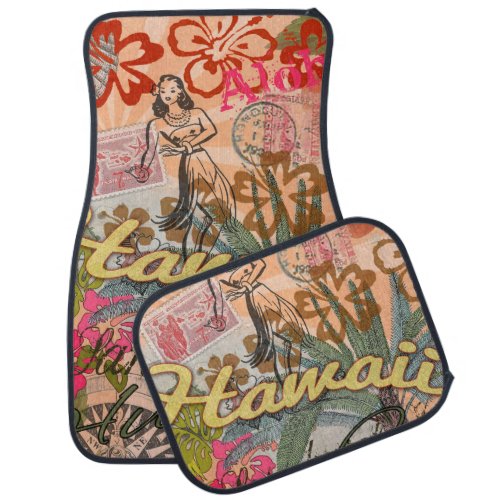 Hawaii Hula Travel Flower Vintage Car Mat