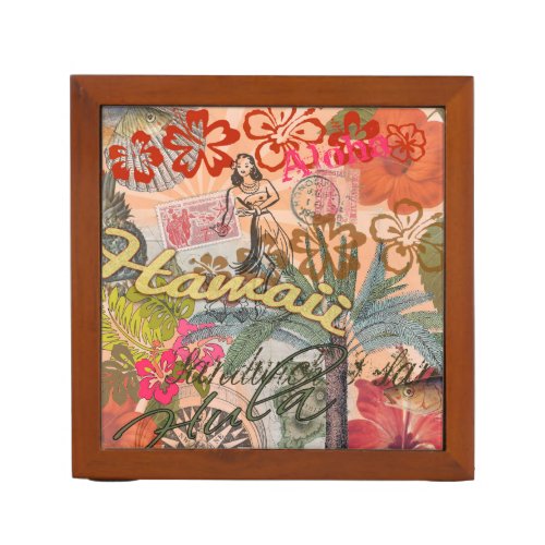 Hawaii Hula Travel Flower Vintage Desk Organizer