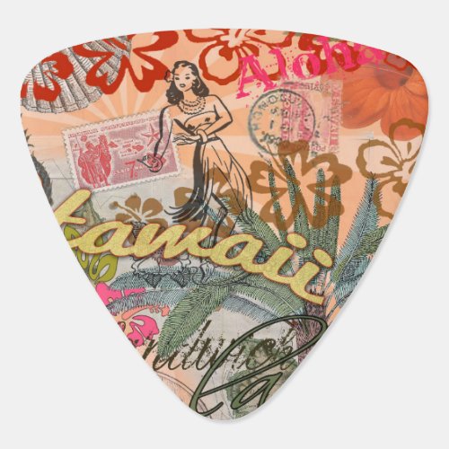 Hawaii Hula Travel Flower Vintage Guitar Pick