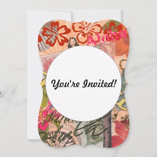 Hawaii Hula Travel Flower Vintage Invitation