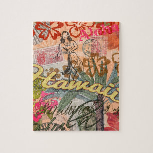 Hawaii Hula Travel Flower Vintage Jigsaw Puzzle