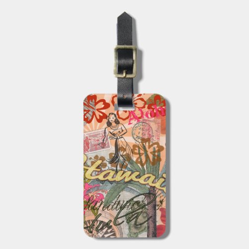 Hawaii Hula Travel Flower Vintage Luggage Tag