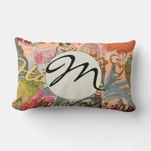 Hawaii Hula Travel Flower Vintage Lumbar Pillow