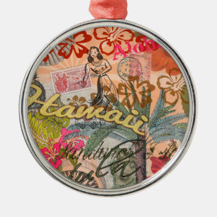 Hawaii Hula Travel Flower Vintage Metal Ornament
