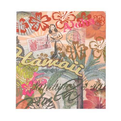 Hawaii Hula Travel Flower Vintage Notepad