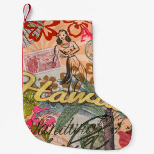 Hawaii Hula Travel Flower Vintage Small Christmas Stocking