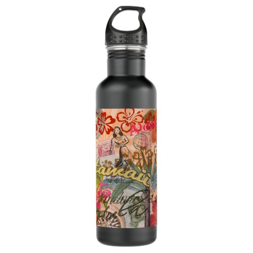 Hawaii Hula Travel Flower Vintage Stainless Steel Water Bottle