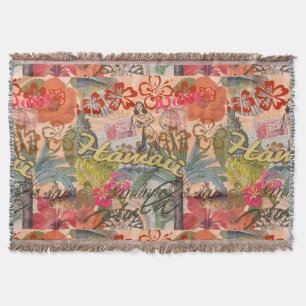 Hawaii Hula Travel Flower Vintage Throw Blanket