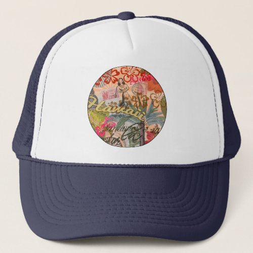 Hawaii Hula Travel Flower Vintage Trucker Hat