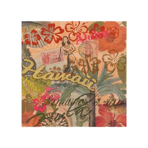 Hawaii Hula Travel Flower Vintage Wood Wall Decor