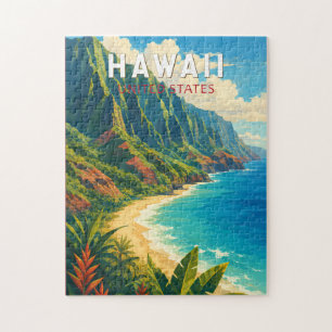 Hawaii Illustration Travel Art Vintage Jigsaw Puzzle
