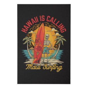 Hawaii Is Calling Maui Surfing Island Vibes Faux Canvas Print