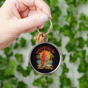 Hawaii Is Calling Maui Surfing Island Vibes  Keychain