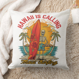 Hawaii Is Calling Maui Surfing Island Vibes Throw Pillow