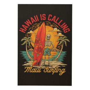 Hawaii Is Calling Maui Surfing Island Vibes Wood Wall Art