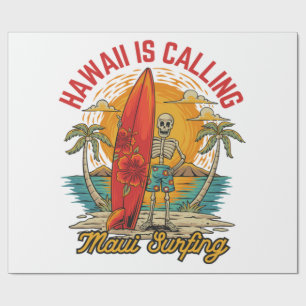Hawaii Is Calling Maui Surfing Island Vibes Wrapping Paper