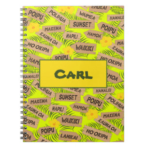 Hawaii Island Beaches on Yellow Notebook