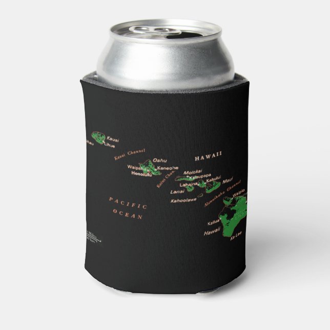 Hawaii island map bottle wrap can cooler (Can Back)