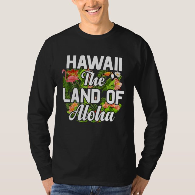 Hawaii island of sun beach waves and palm trees T-Shirt (Front)