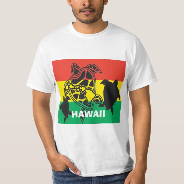 Hawaii Island Reggae Turtle Flag T-Shirt (Front)