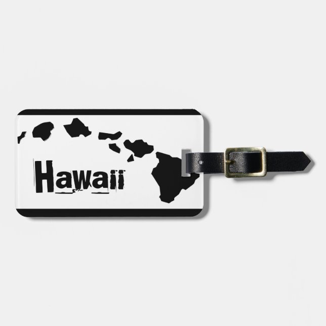 Hawaii island white black customizable luggage tag (Front Horizontal)