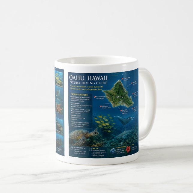 Hawaii Islands and Hawaii Turtle Coffee Mug (Front Right)