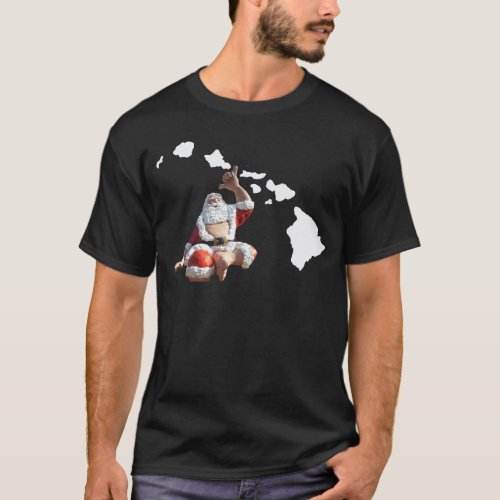 Hawaii Islands and Santa Claus T_Shirt