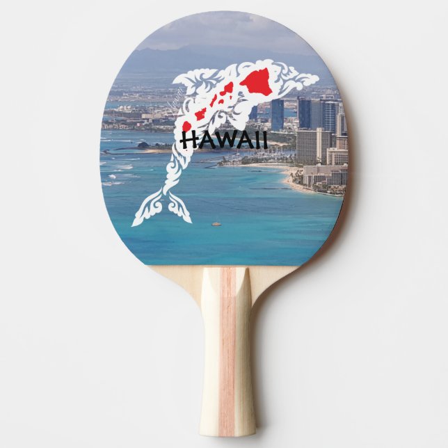 Hawaii Islands Dolphin Waikiki Ping Pong Paddle (Front)