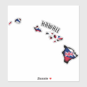 HAWAII ISLANDS HI Flag BLK Sticker