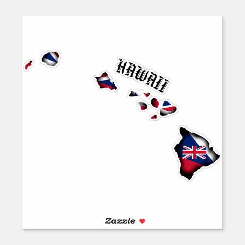 HAWAII ISLANDS HI Flag BLK Sticker