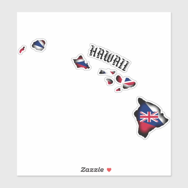 HAWAII ISLANDS HI Flag BLK Sticker (Sheet)