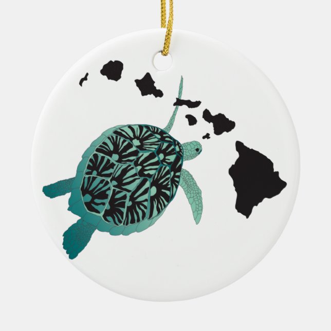 Hawaii Islands Turtle Ceramic Ornament!  Ceramic Ornament (Front)