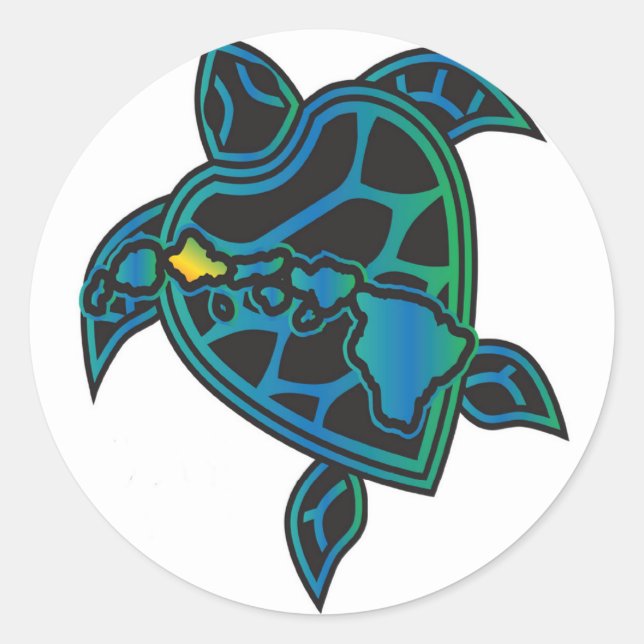 Hawaii Islands Turtle Classic Round Sticker (Front)