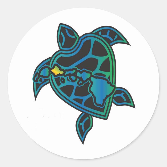Hawaii Islands Turtle Classic Round Sticker (Front)