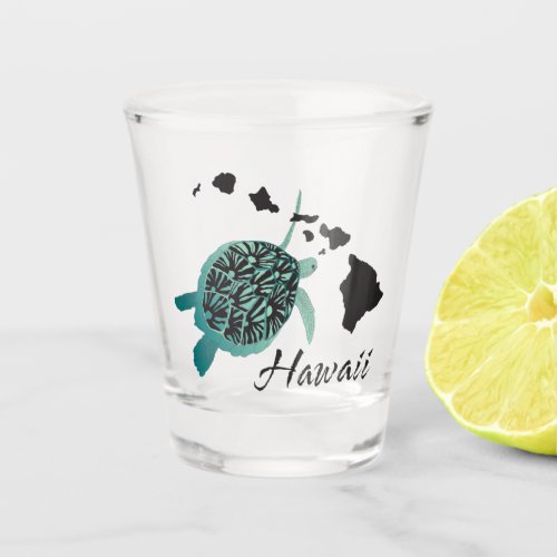 Hawaii islands turtle Shot glass