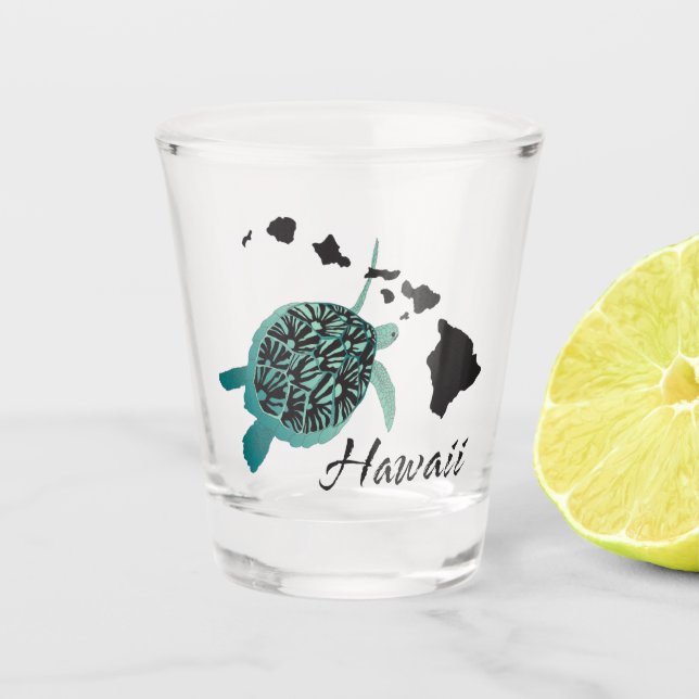 Hawaii islands turtle Shot glass (Front)
