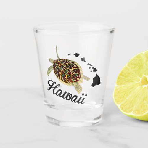 Hawaii islands turtle Shot glass