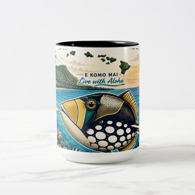 Hawaii Islands Two-Tone Coffee Mug (Center)