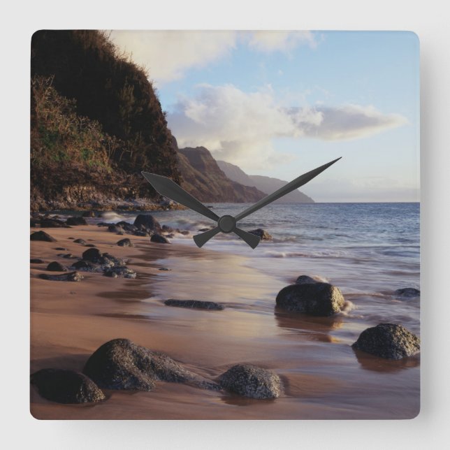 Hawaii, Kauai, Haena State Park 2 Square Wall Clock (Front)