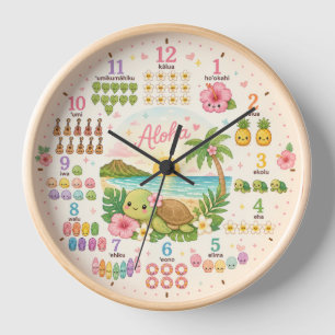 Hawaii Kawaii Honu tropical cute clock