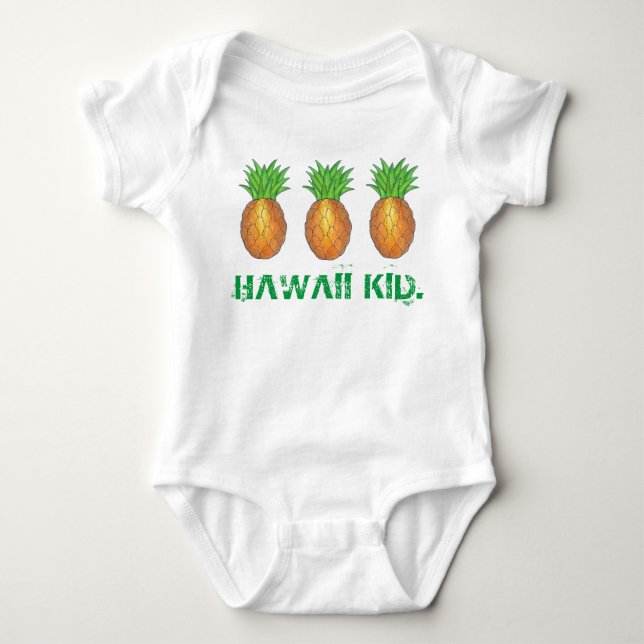 Hawaii Kid Tropical Hawaiian Island Pineapple Baby Bodysuit (Front)