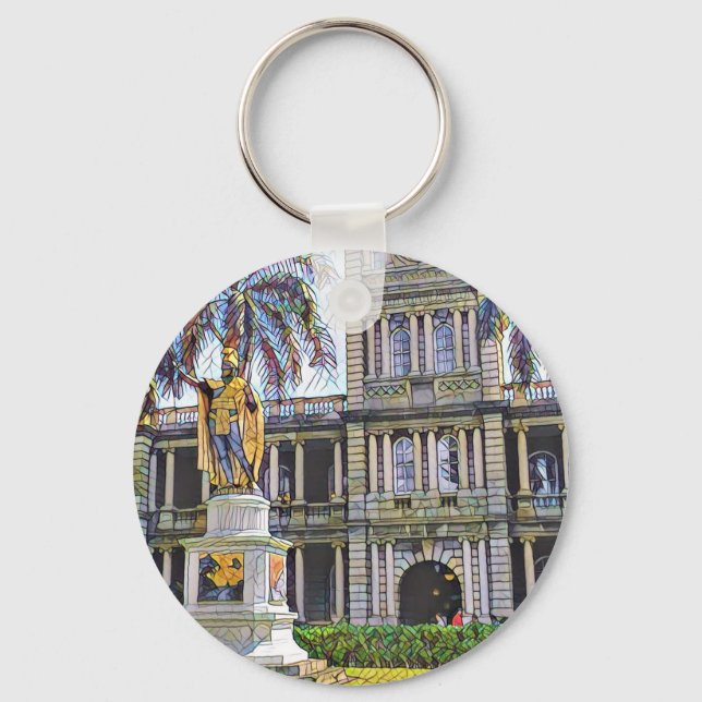 Hawaii King Kamehameha Modern Keychain (Front)