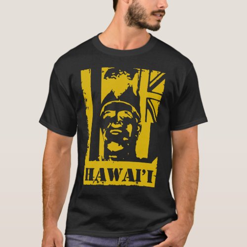 Hawaii King Kamehameha Mustard Yellow Ink T_Shirt