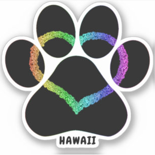Hawaii Kitty Love Rainbow Sticker