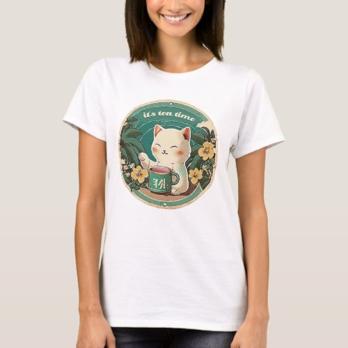 Hawaii kitty tea time T_Shirt