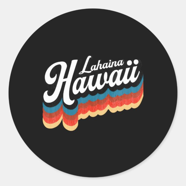 Hawaii Lahaina Maui Surf Classic Round Sticker (Front)